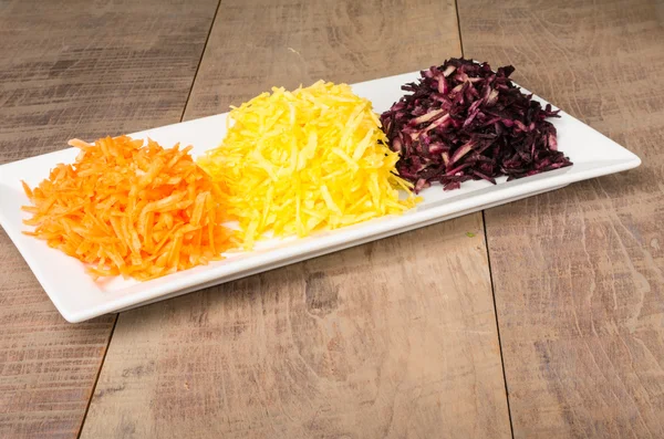 Shaved carrots in three colors — Stock Photo, Image