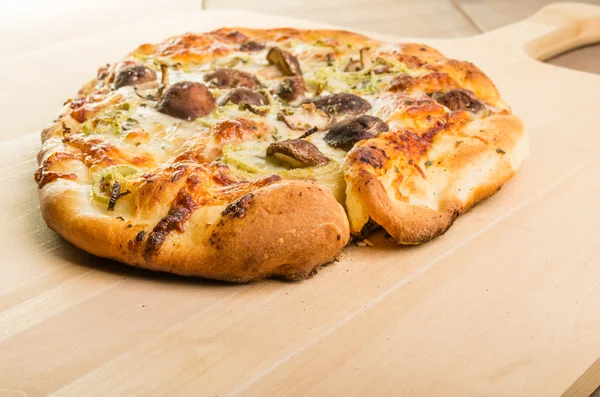 Řemeslník fenykl houby pizza — Stock fotografie
