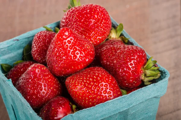 Fraises fraîchement cueillies dans un panier — Photo