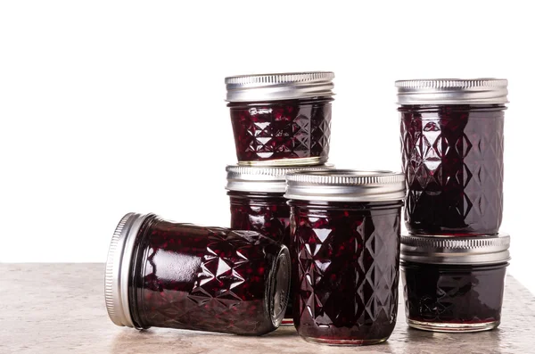 Fresh blackberry jam in jars — Stock Photo, Image
