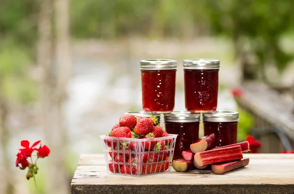 Frisches Erdbeer-Rhabarbergelee — Stockfoto