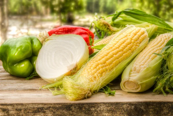 Ingredients for making corn salsa — Stock Photo, Image