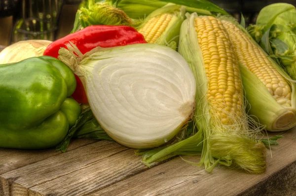 Ingredients for making corn salsa — Stock Photo, Image
