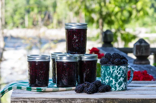 Homemade marionberry jam or preserves — Stock Photo, Image