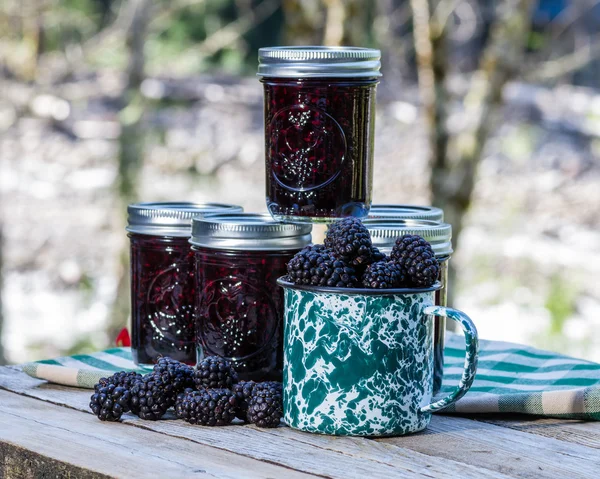 Homemade marionberry jam or preserves — Stock Photo, Image