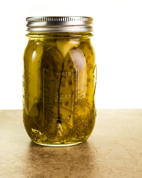 Homemade pickles in mason jars — Stock Photo, Image