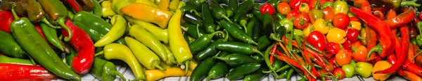 Hot peppers on display ready to use — Stock Photo, Image