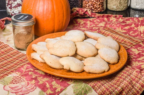 Pumpkin cookies or biscuits on a plate — Stock Photo, Image
