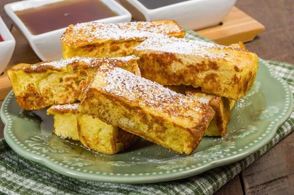 French toast sticks with syrups — Stock Photo, Image