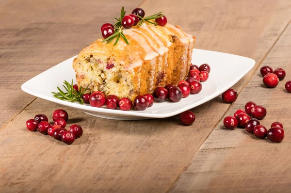 Cranberry walnut bread on a white plate — Stock Photo, Image