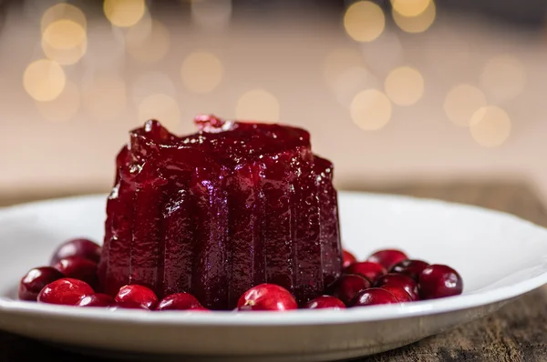 Homemade cranberry sauce on white plate — Stock Photo, Image