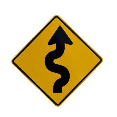Eğriler önde gösteren yol işaret