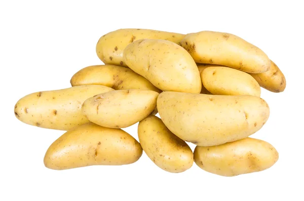 Witte fingerling aardappelen geïsoleerd op wit — Stockfoto