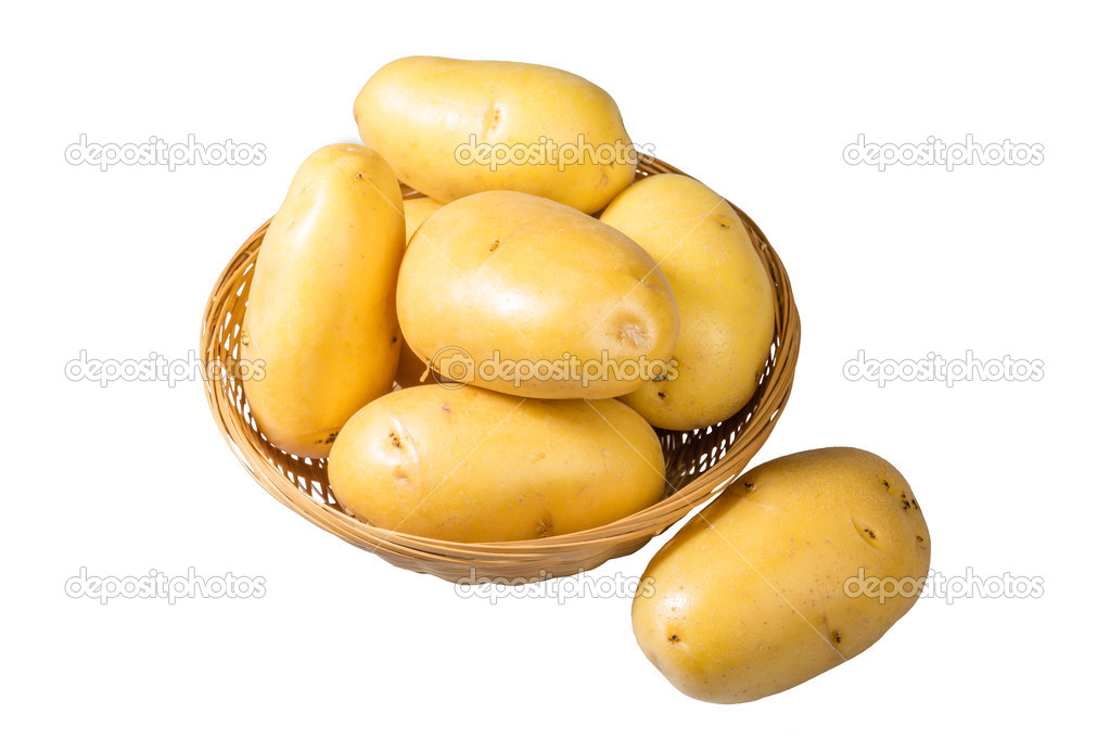 White potatoes fresh picked in bowl isolated