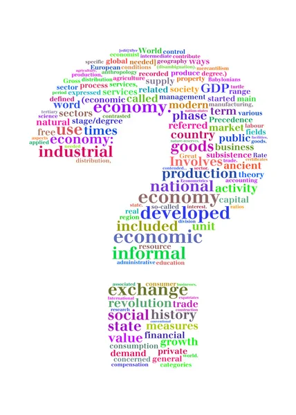 Economy crisis question mark -text graphic and arrangement conce — Stock Photo, Image