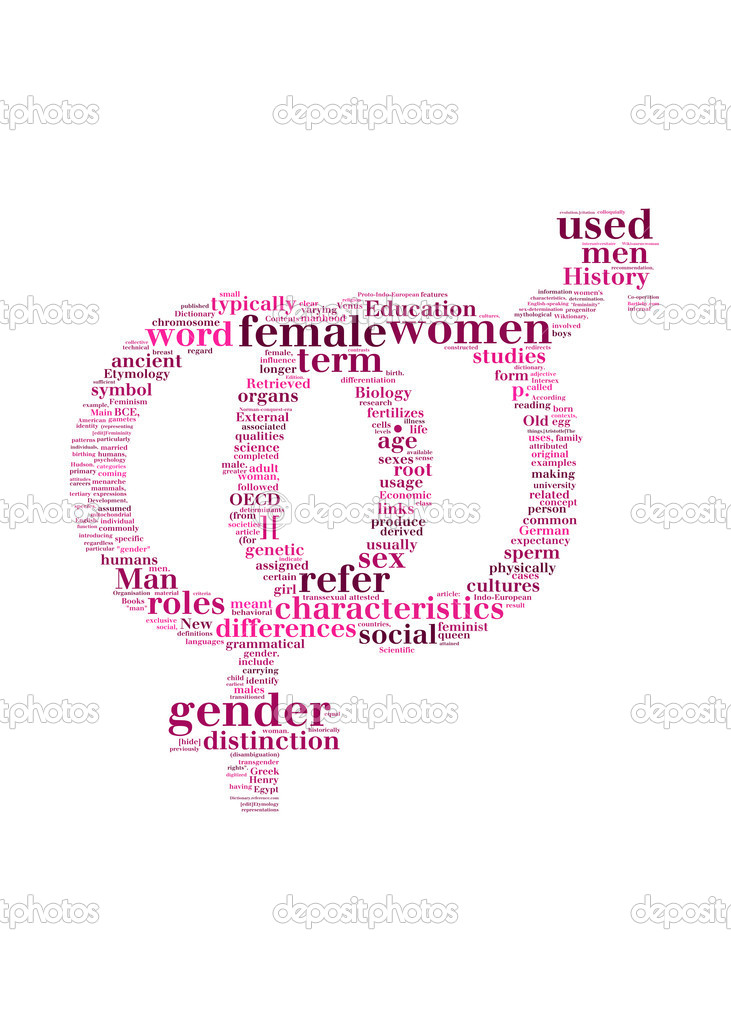 Gender symbols interlocked text graphic and arrangement concept