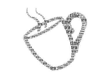 Tea time text on a cup hot tea graphic and arrangement concept clipart