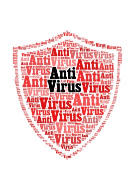 Antivirus text on shield graphic and arrangement concept clipart