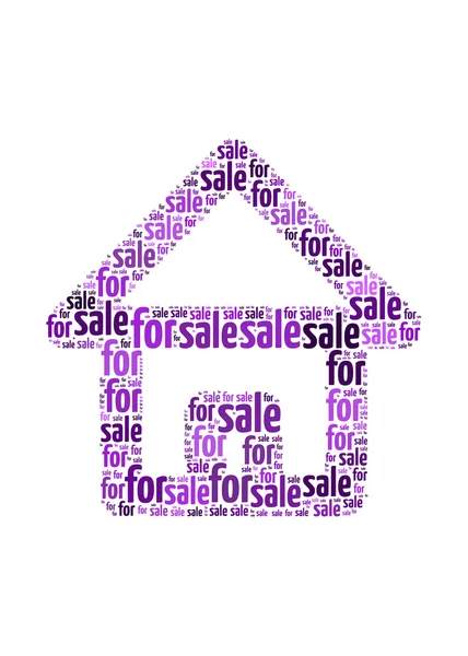 For sale text on house symbol graphic and arrangement concept — Stock Photo, Image