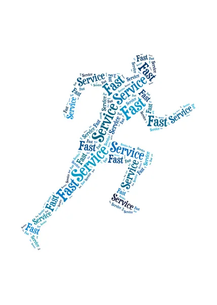 Fast Service words on man running symbol, symbolizing speedy cus — Stock Photo, Image