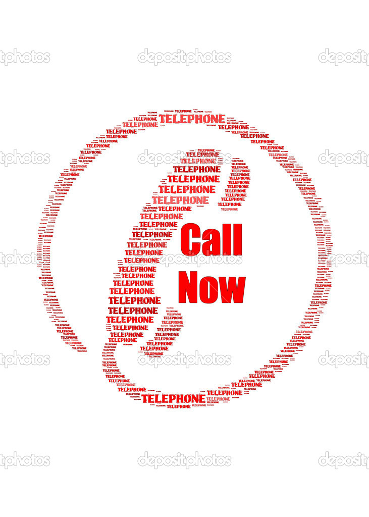 Telephone and call us-text graphic and arrangement concept