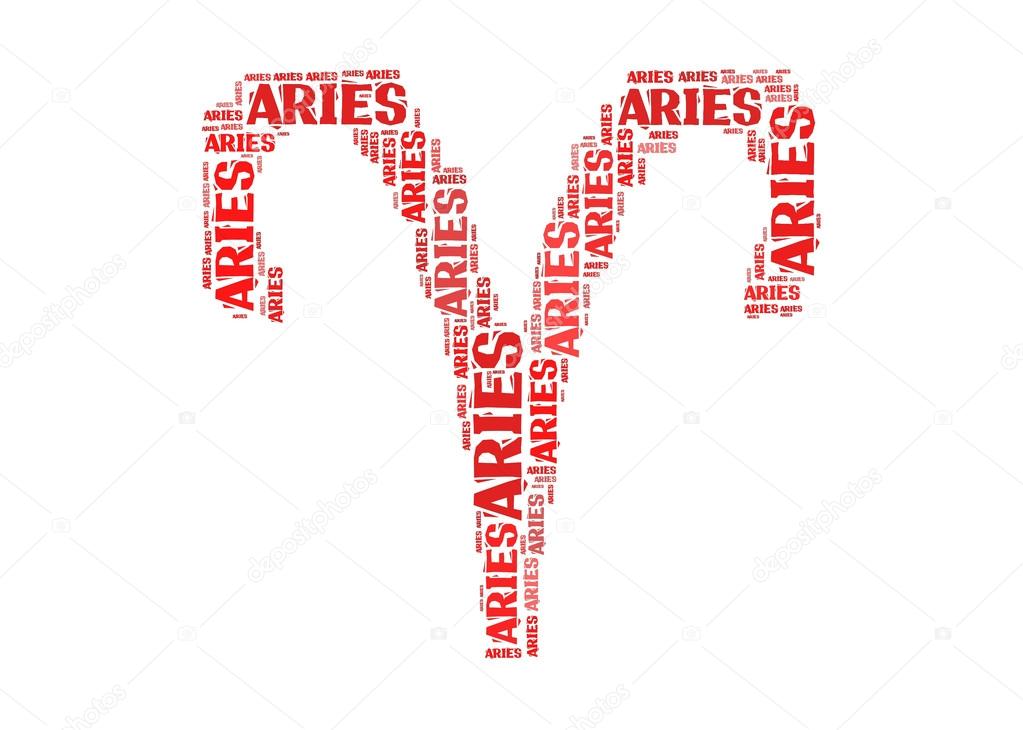 Text cloud: silhouette of aries