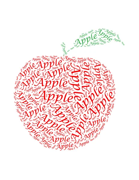 Jabłko tekst kolaż składający się w kształcie jabłka — Zdjęcie stockowe