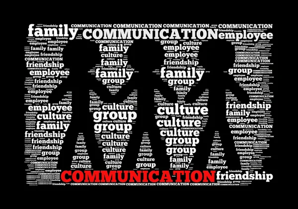 Communication text collage Composed in the shape of human — Stock Photo, Image