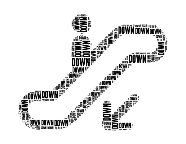 テキストのコラージュに分離のホワイト ダウン エスカレーター下サインの形で構成されるダウン — ストック写真