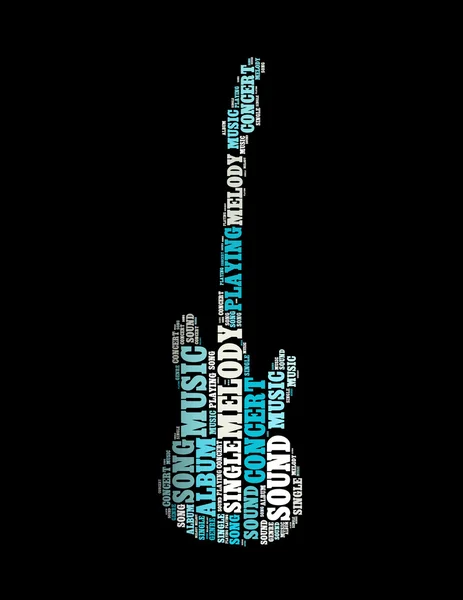 gitar şeklinde oluşan müzik metin kolaj