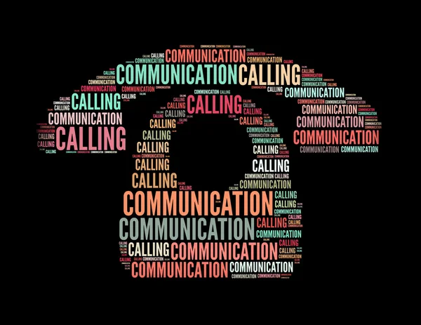 Communication calling text collage Composed in the shape of telephone — Stock Photo, Image