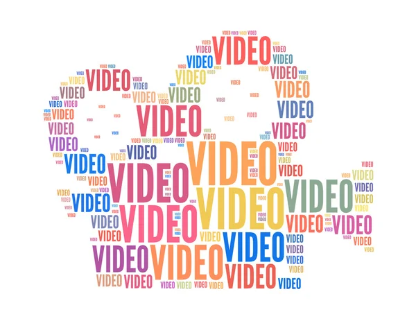 Відео-текстовий колаж Складається у формі плівкової камери ізольовано на білому Ліцензійні Стокові Фото