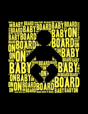 baby on bord text collage Composed in the shape of baby clipart