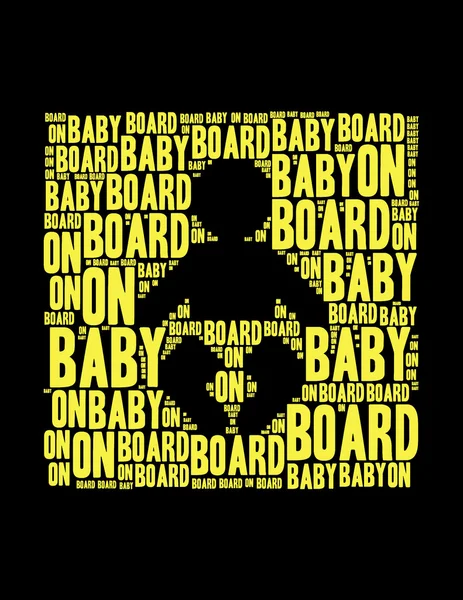 Baby on bord text collage Composed in the shape of baby — Stock Photo, Image