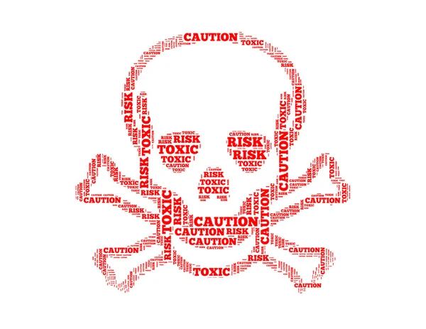 Danger text collage Composed in the shape of Danger skull sign an isolated on white — Stock Photo, Image