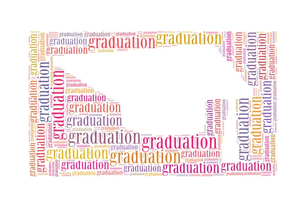 Graduatio text collage Composed in the shape of graduation cap — Stock Photo, Image