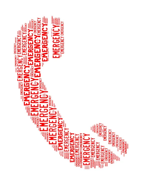 Acil durum metin kolaj telefon şeklinde bir izole beyaz üzerinde oluşan