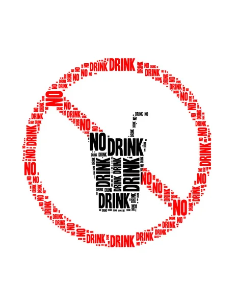 Pas de collage de texte de boisson Composé sous la forme d'aucun signe de boisson un isolé sur blanc — Photo