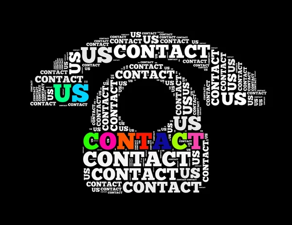 Contact us text collage Composed in the shape of telephone — Stock Photo, Image