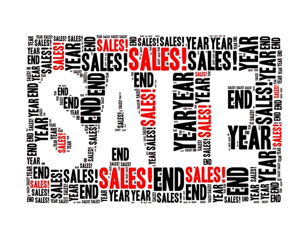 Year end sales text collage Composed in the shape of sale word — Stock Photo, Image