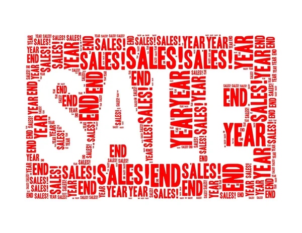 Year end sales text collage Composed in the shape of sale word — Stock Photo, Image