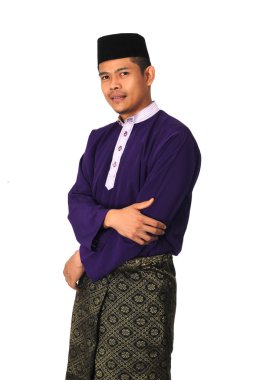 Asian muslim male in traditional Malay costume, Baju Melayu clipart