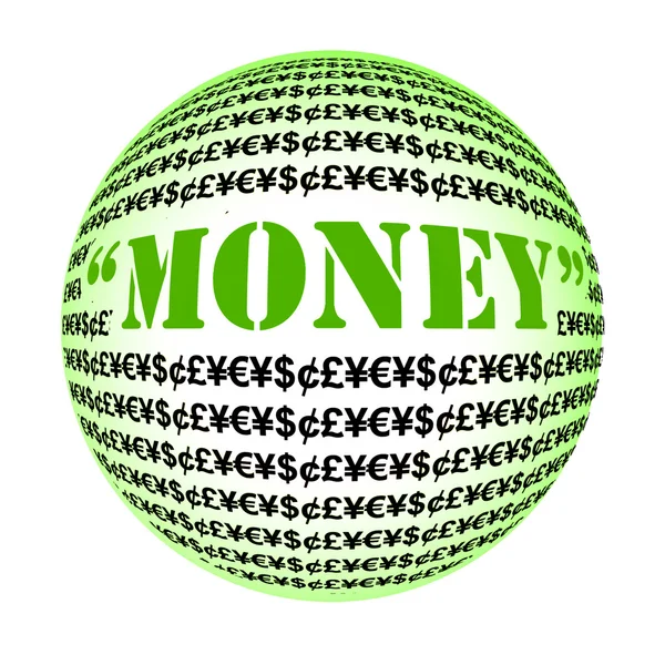 MONEY word globe collage on white background — Stock Photo, Image