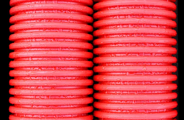 Close Up High density polyethylene Corrugated Double Wall Cable — Stock Photo, Image