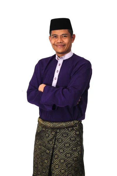 Masculino musulmán asiático con traje tradicional malayo — Foto de Stock
