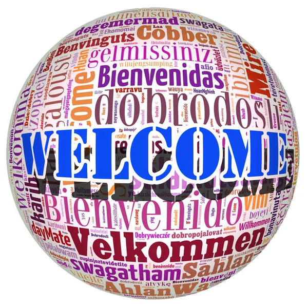 Willkommenswort in vielen Sprachen der Welt. — Stockfoto