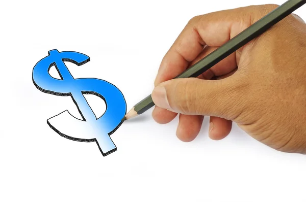 Money icon by hand drawing on white back ground — Stock Photo, Image