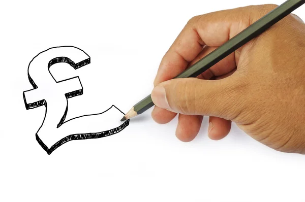 Icono de dinero a mano dibujando en fondo blanco — Foto de Stock
