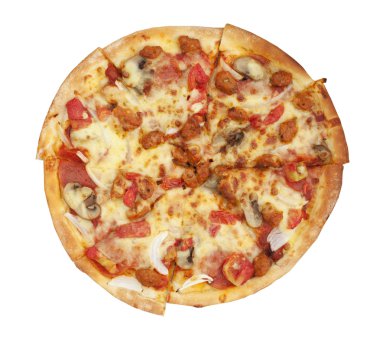 Beyaz arka plan ile pizza