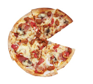 Beyaz arka plan ile pizza